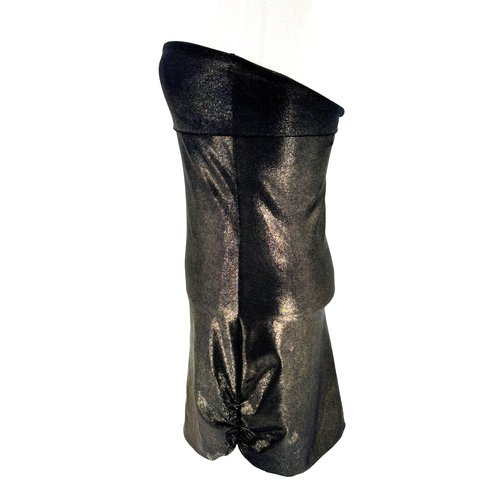 Baja East Minikleid Gold Metallic Bodycon Größe 6 Single Langarm Disco Glam - Bild 2 von 9