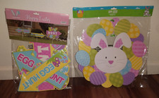 Easter Egg Hunt -Party Yard Sign with Stakes and Easter Bunny Wreath