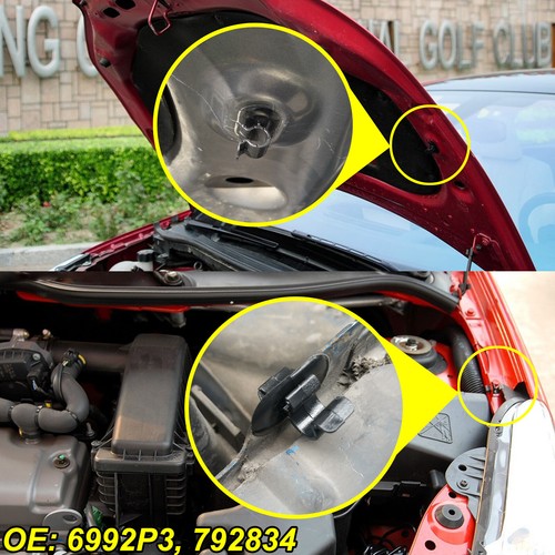 2 x Motorhaubenstange Motorhaube Stütze Clips für Citroen Peugeot Renault Trafic - Bild 7 von 8
