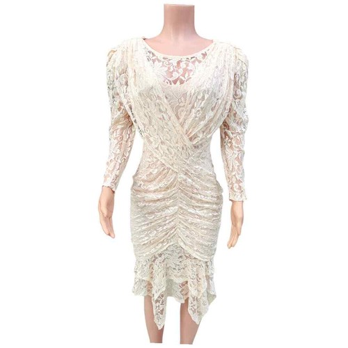 Lew Magram NY Vintage Pale Pink Lace Fitted Long Sleeve Dress Size 10 - Picture 5 of 15