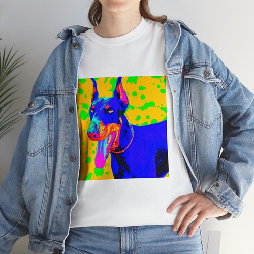 Doberman Dog T Shirt Unisex Adult Pop Art Tee Colorful Retro Cool Pet Lover - Picture 10 of 13