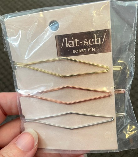KITSCH Long Diamond Bobby Pins 3pcs gold rose gold silver NEW vegan - Picture 2 of 3