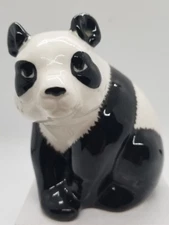 PANDA BEAR Glazed Glossy Ceramic Porcelain Figurine VTG 4"