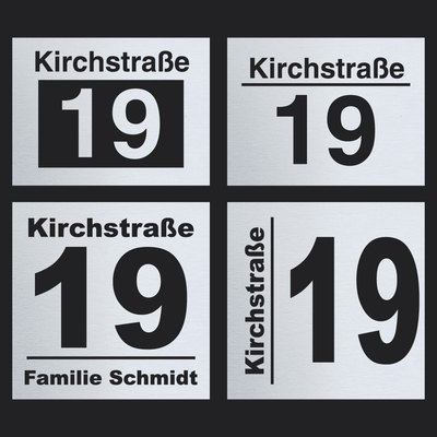 Hausnummernschild Hausnummer Edelstahl Straßenname Namenschild Türschild Schild