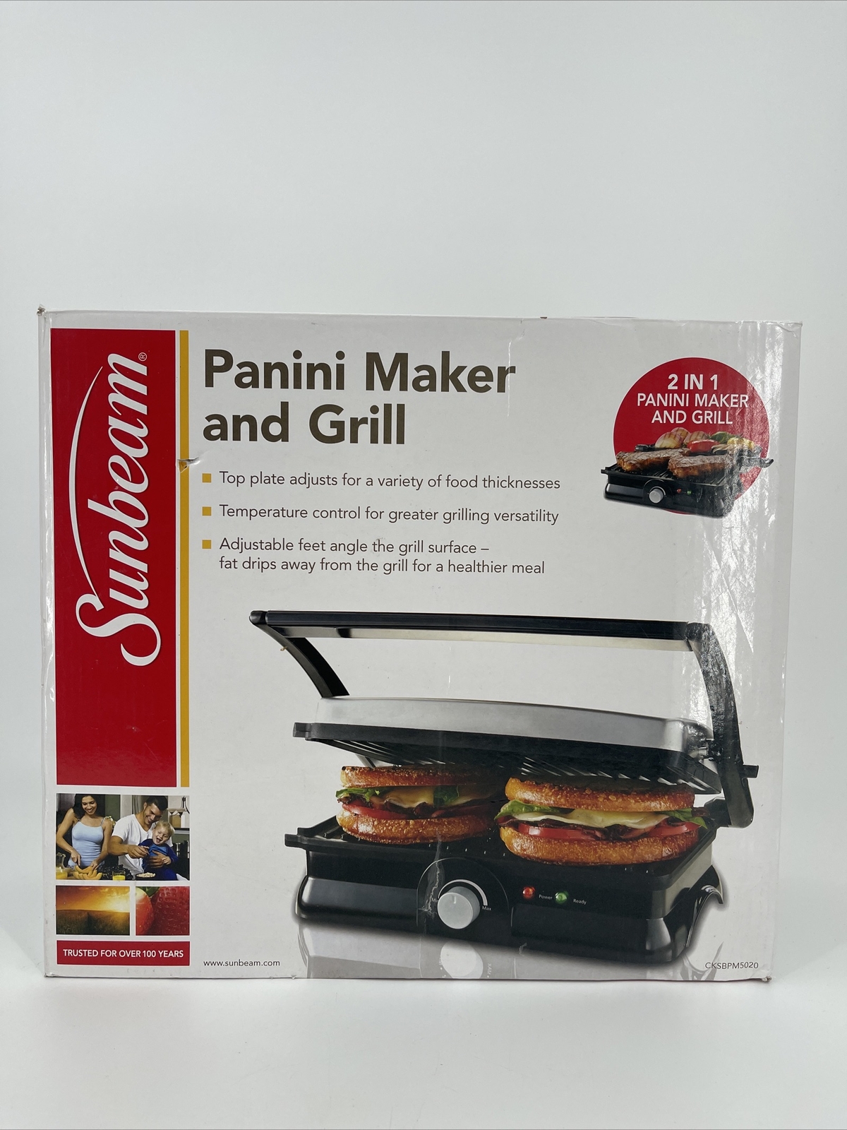 Sunbeam Panini Maker and Grill 2 in 1 Adjustable Top Plate Temp
