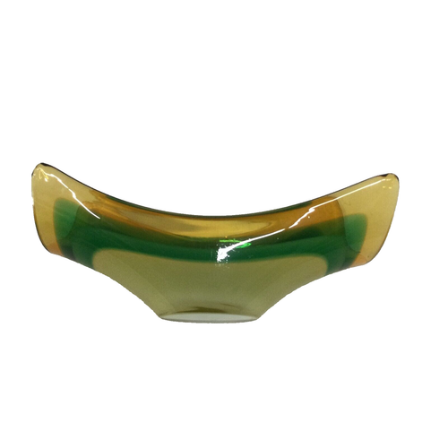 VTG Italian Murano Style Candy Dish Green Yellow Art Glass Sommerso Bowl - Picture 14 of 16