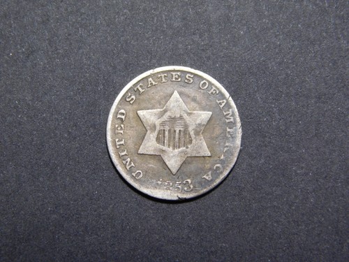 VINTAGE US COINS 1853 3 CENT SILVER COIN - Picture 3 of 8