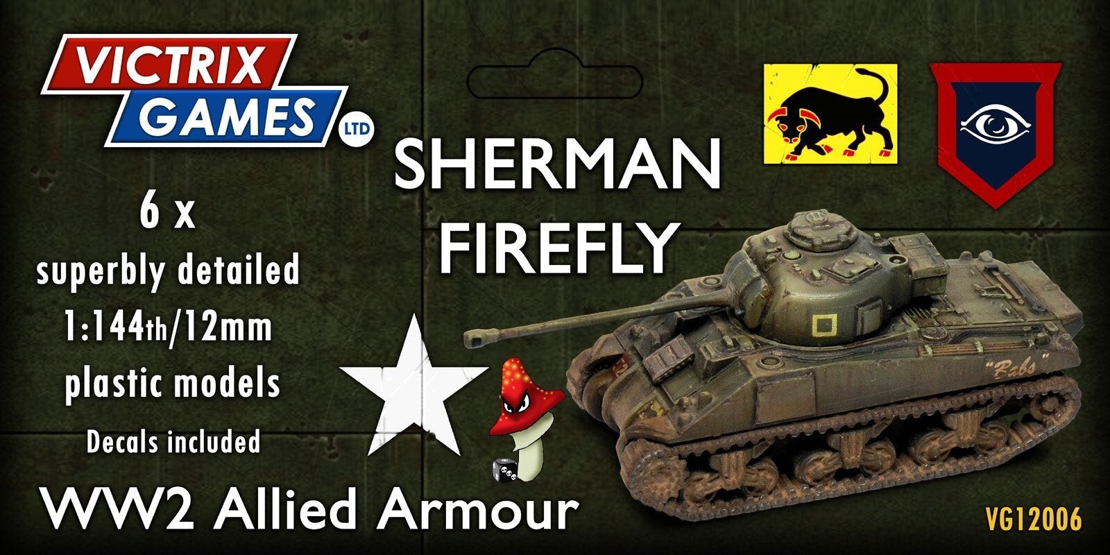 Victrix 6 x Sherman Firefly 12mm 1:144 scale WWII Tank VG12006 Sprues & Tranfers