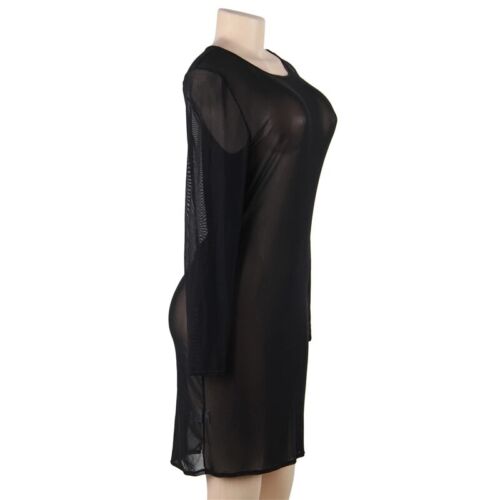 Übergröße Damen Dessous Kleid Netz sexy Nachtkleid durchsichtig Bodycon Kleid - Bild 4 von 7