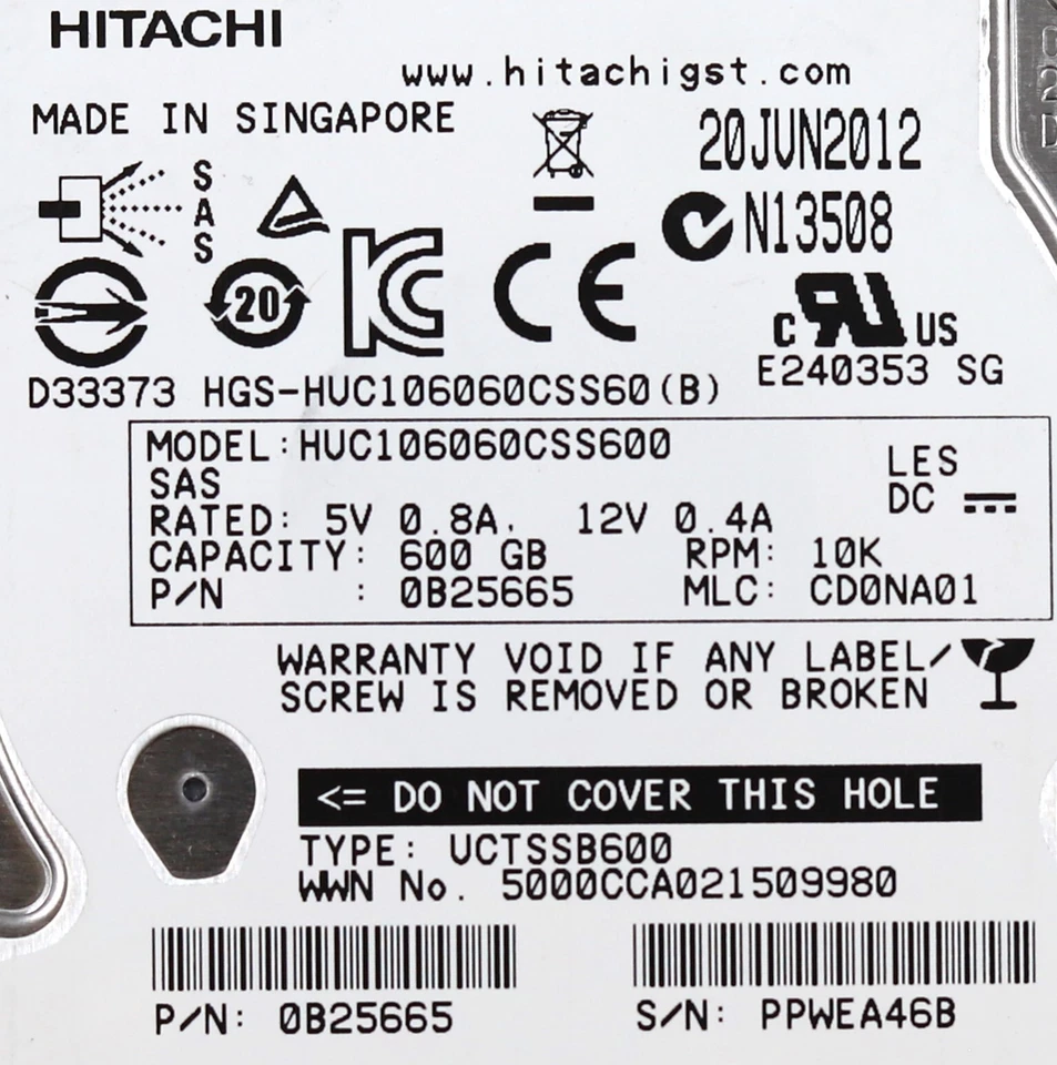 NetApp HUC106060CSS600 600GB 2.5" 6Gb/s 64MB 10K RPM SAS Drive P/N: 0B25665 - Image 3 of 3