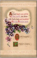 Vintage Winsch BIRTHDAY GREETINGS Embossed Po...