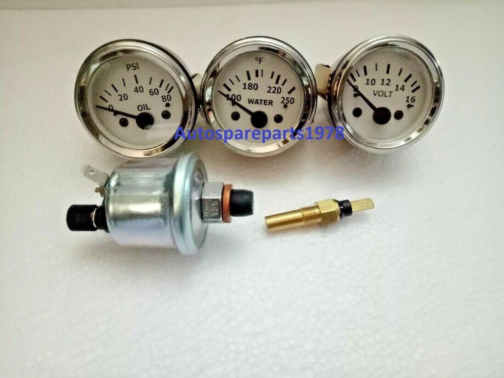 12V Car Gauge Set – Volt, Temp, Oil Pressure with Sender Unit WC  