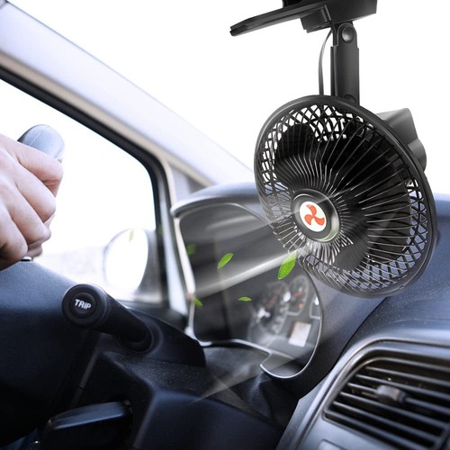 12 Volt Oscillating Fan, 6" Portable Car Fan With Car Cigarette Lighter, 360