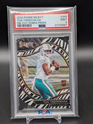 Tua Tagovailoa 2020 Panini Select Zebra Prizm Field Level Dolphins PSA 9