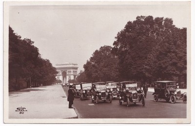 Paris Avenue du Bois de Boulogne Arc de Triomphe Oldtimer RPPC Postkarte SIC