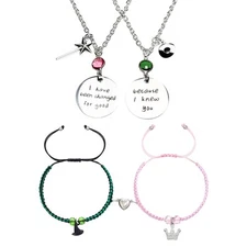 Elphaba Galinda Friendship Matching Bracelets - Rhinestone Crown Witch Hat Match