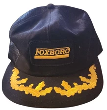 Vintage Foxboro Scrambled Egg Black Mesh Trucker Snapback Hat Cap Made In USA