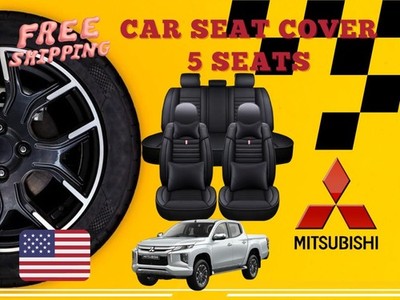 For all MITSUBISHI car seat covers front/rear 5pc hard wear func leather black