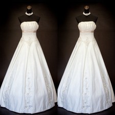 Vintage Wedding Dresses Sleeveless Beaded Satin 1980s A Line Elegant Bridal Gown