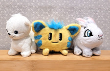 2000s Snap Toys Neopets White Doglefox Snowbunny Kookith Petpet Mini Plush Set
