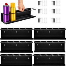 6 Pack Wall-Mounted Spray Bottle Holder, Heavy-Duty Steel Black Aerosol Can Stor
