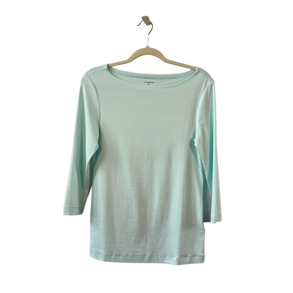 Amazon Essentials Aqua Blue Fitted Long Sleeve Te… - image 1