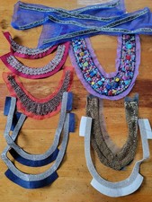 Beaded Sequinned Collars LOT of 10 Rhinestones Colorful Costumes felt mesh