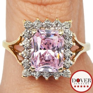 EJ David Diamond Cubic Zirconia 10K Gold Halo Cocktail Ring 3.8 Grams NR