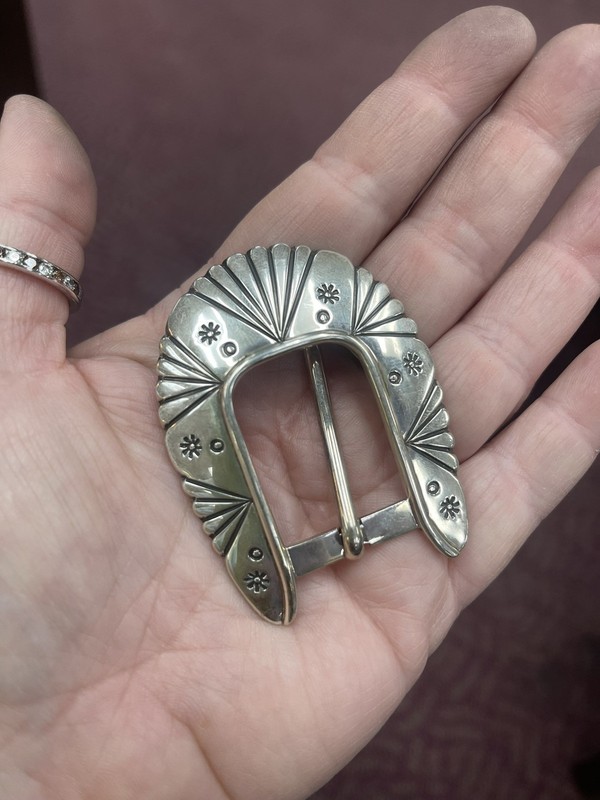 Navajo Chester C. Benally 925 Silver  9mm Belt Buckle Native American 925 (RE)
