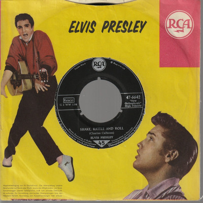   7'' 1956 Elvis Presley SHAKE RATTLE AND ROLL Lawdy Miss Clawdy RCA 47-6642 s2  