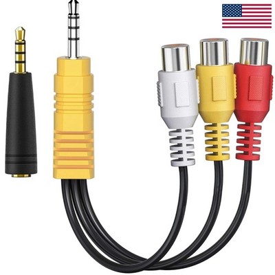 Versatile 3 RCA Female to 3.5mm Male AV Adapter for TVs & Car Head Units