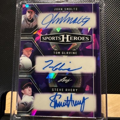 25 Leaf SportsHeroes  Purple Refractor John Smoltz Tom Glavine Avery Auto Ssp /8