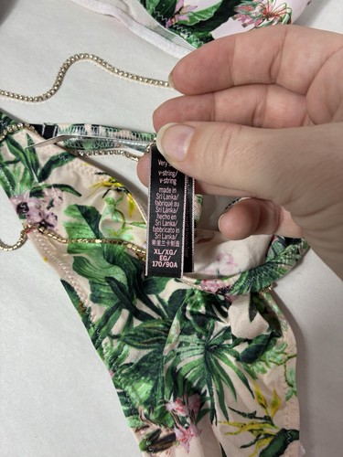 New Victoria Secret Orchid Paradise Bombshell Swimsuit Set Thong Back Sz L/XL - Afbeelding 7 van 7
