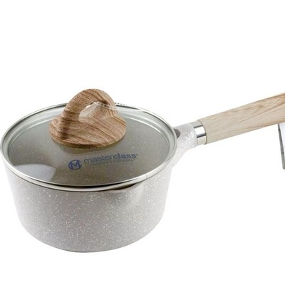 Masterclass Cookware 6.5'' Beige Saucepan 1.5 Qt w/ Lid Soft Touch Handle