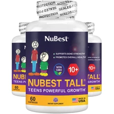NuBest Tall 10+ - Bone Growth Capsules for Age 10+ Who Can Drink Milk - Pack 3