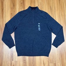 Club Room Gray 1/4 Zip Sweater With Ribbed Collar Long Sleeve Size L