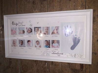 Baby Meilenstein Bilderrahmen - 1. Jahr Mein erstes Jahr Fotorahmen - Weiß Holz