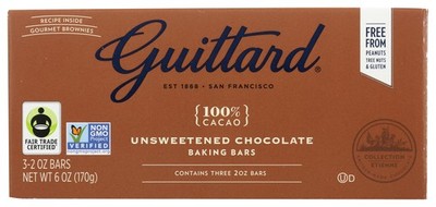 Guittard Baking Bars Unsweetened Chocolate 3 2 Ounce Oz