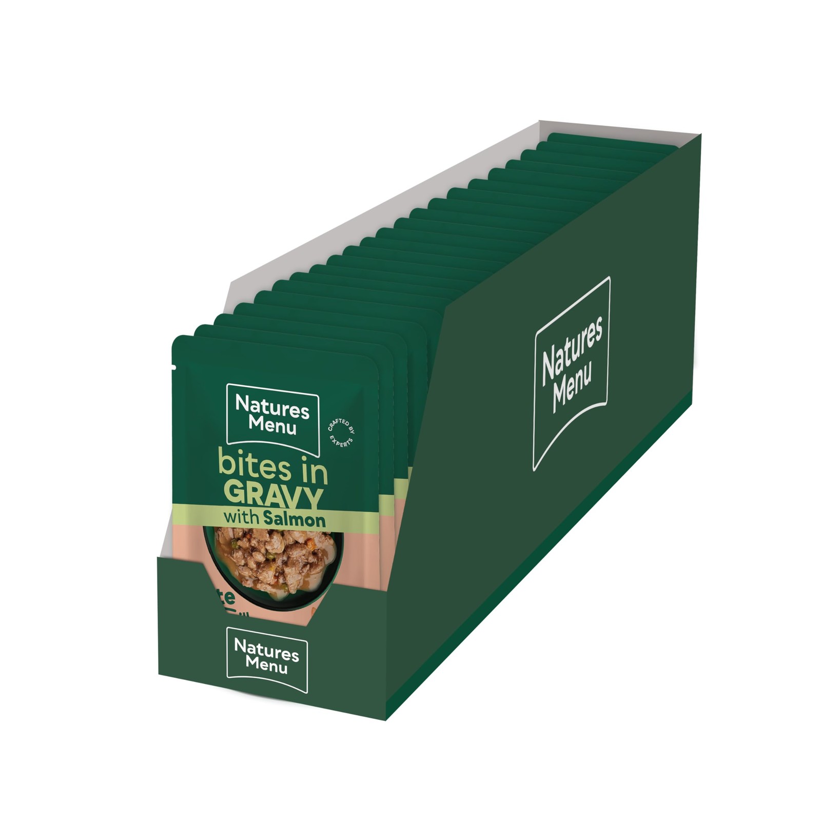 Natures Menu Bites in Gravy Wet Cat Food in Pouches with Salmon 22 x 85g
