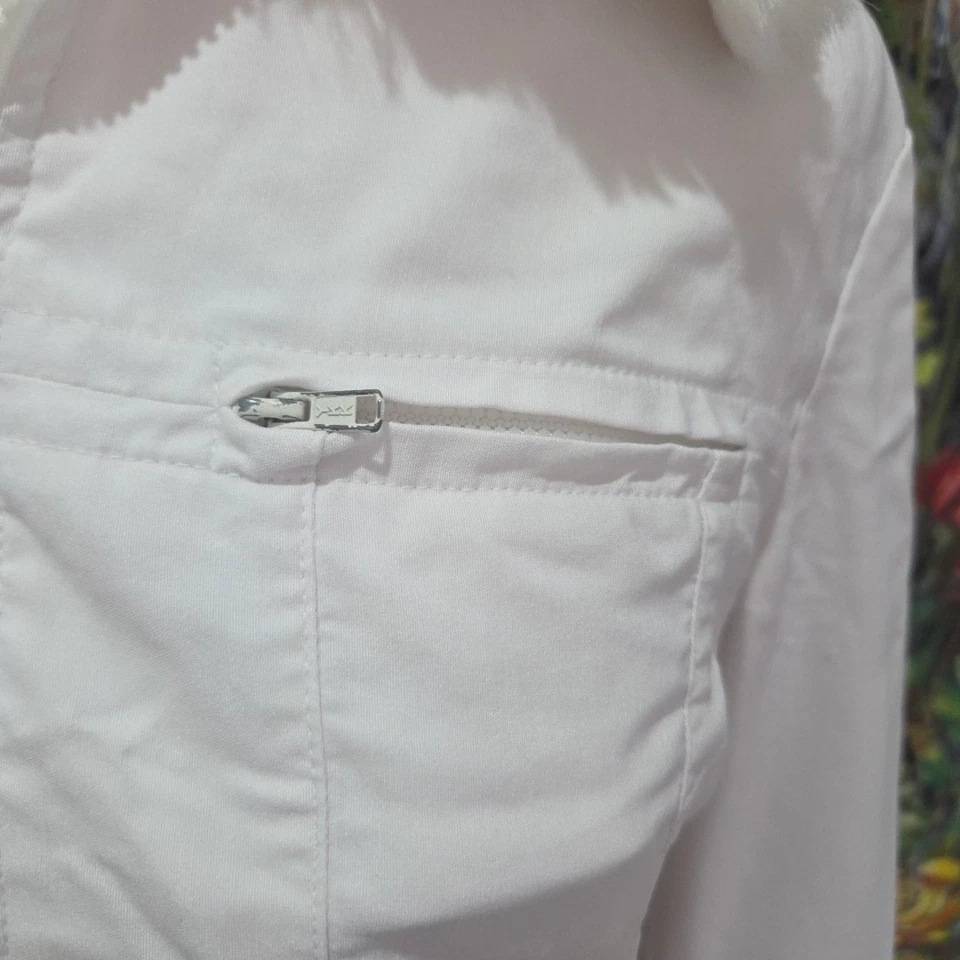 Face Off Y2K 90s vintage White Stretch jacket Size 10 Faux Fur Trim 90cm Bust - image 3 of 4