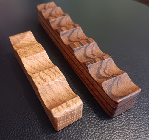 Luxury Art Paintbrush Rests. Set of 2. Holds 10 Brushes. White Oak & Zebrawood - Picture 3 of 5