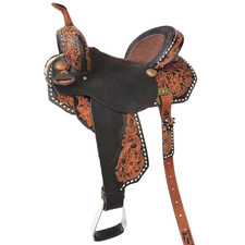 Leather Western Barrel Racing Horse Saddle Wooden Tree Racer Trail Equestrian
