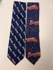 2 VTG Braves Tie Lot Mens Atlanta MLB Baseball Preppy Formal RM STYLE KG FASHION