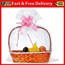 100 Packs Large Cellophane Bags 24" X 30" Clear Cellophane Gift Basket Wraps Ext
