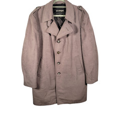 Vintage Stratojac Gray Suede Trench Overcoat Mens 46 USA Lined XL Coat Pockets