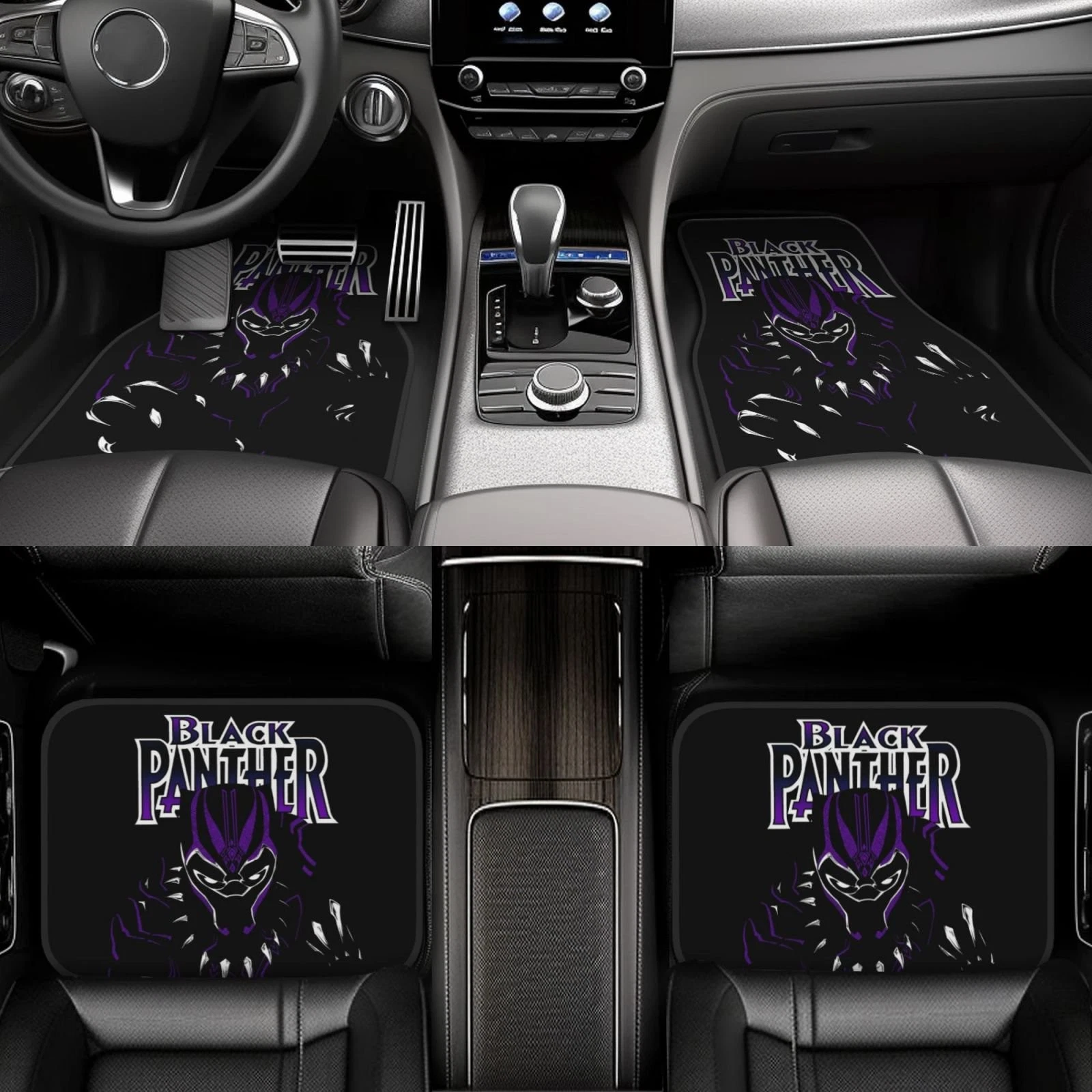 Black Panther Car Floor Mats Front and Rear, Vehicle Floor Protector Mats