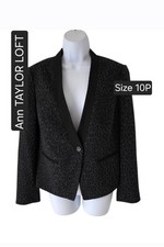 Ann Taylor LOFT Blazer Business Casual Black  Gray Animal Print Size 10P New