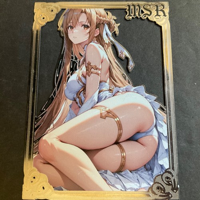 #ad Goddess Story Gold METAL Card Serial Number # 100 Anime Waifu Asuna Sword $13.49