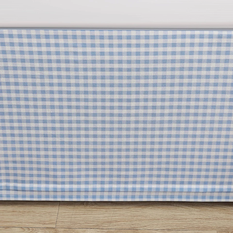 Home - Falda de cama con volantes de algodón, estilo ligero y clásico (azul hedy, doble) Foto 3 de 4