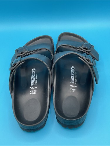 Birkenstock Sandali Donna W-9Men-7 Nero Gomma Doppio Cinturino Arizona Eva - Foto 2 di 6
